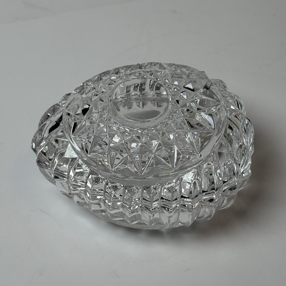 Egg Shaped Cut Crystal Trinket Box w/ Lid‎ Vintage Not original box - Picture 9 of 14